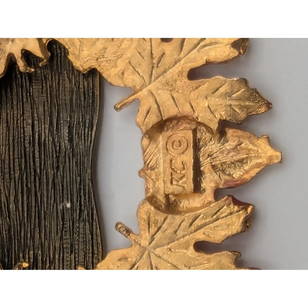 Kenneth Cole Autumn Leaves Celebrate Autumn Brooch Pin Gold Tone Red Orange‎